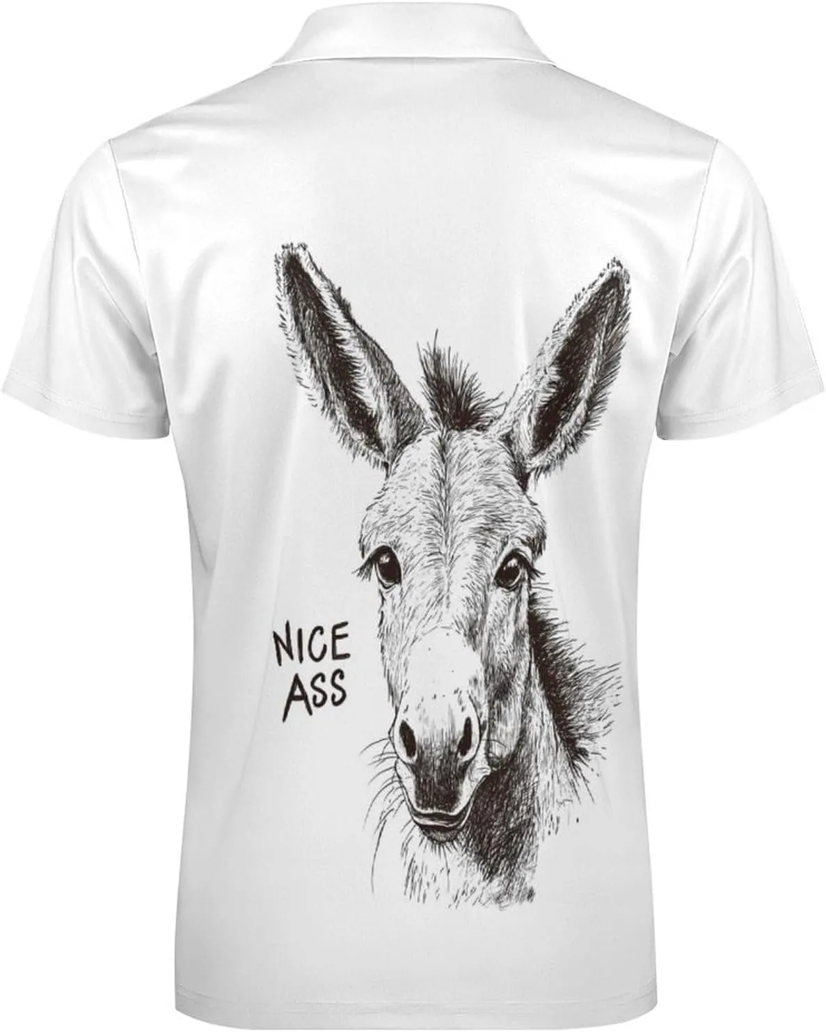 Nice Ass Funny Donkey Polo Shirt Short Sleeve Zippered Tees Casual Workout Golf T Shirt Slim Fit Tops for Men