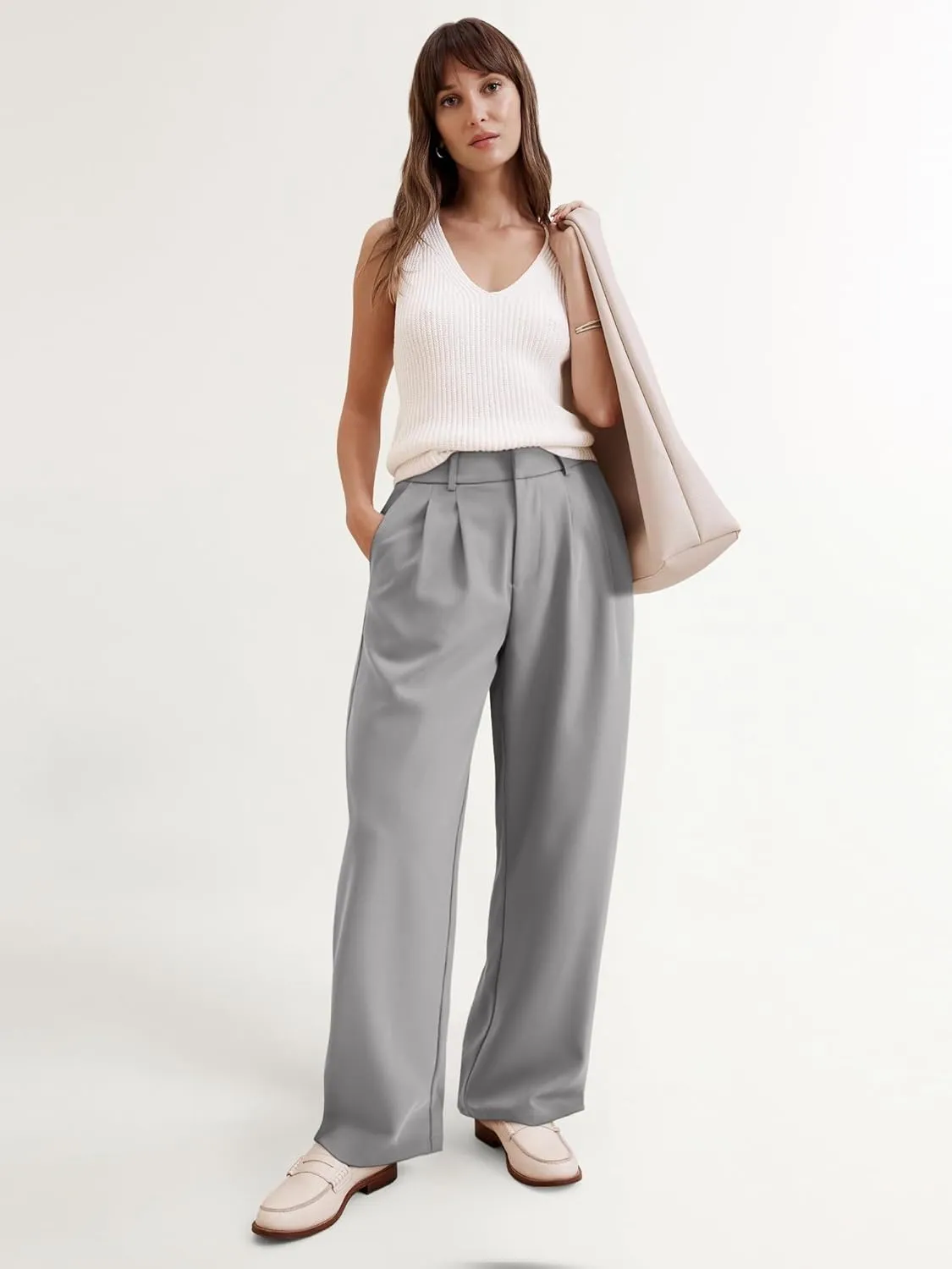 NIMIN Wide Leg Dressy Pants High Waisted Work Business Casual Slack 2025 Summer Flowy Palazzo Trousers with Pockets