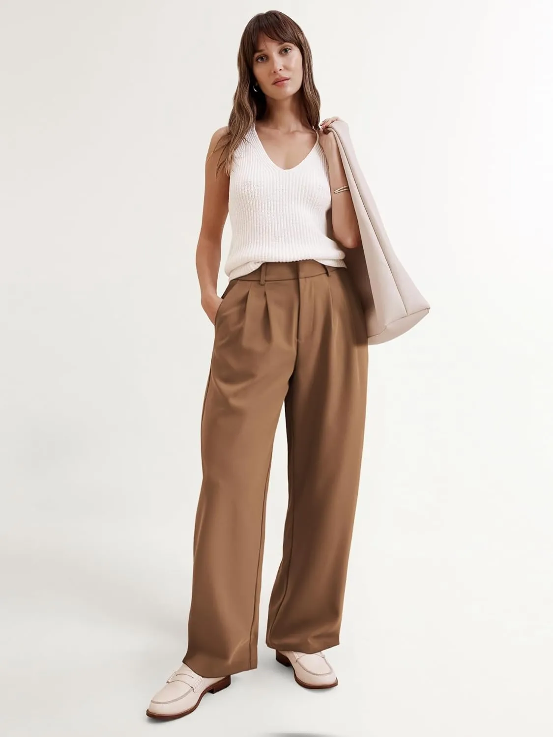 NIMIN Wide Leg Dressy Pants High Waisted Work Business Casual Slack 2025 Summer Flowy Palazzo Trousers with Pockets