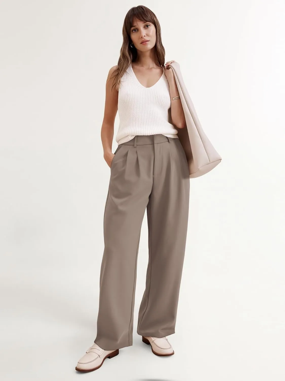 NIMIN Wide Leg Dressy Pants High Waisted Work Business Casual Slack 2025 Summer Flowy Palazzo Trousers with Pockets