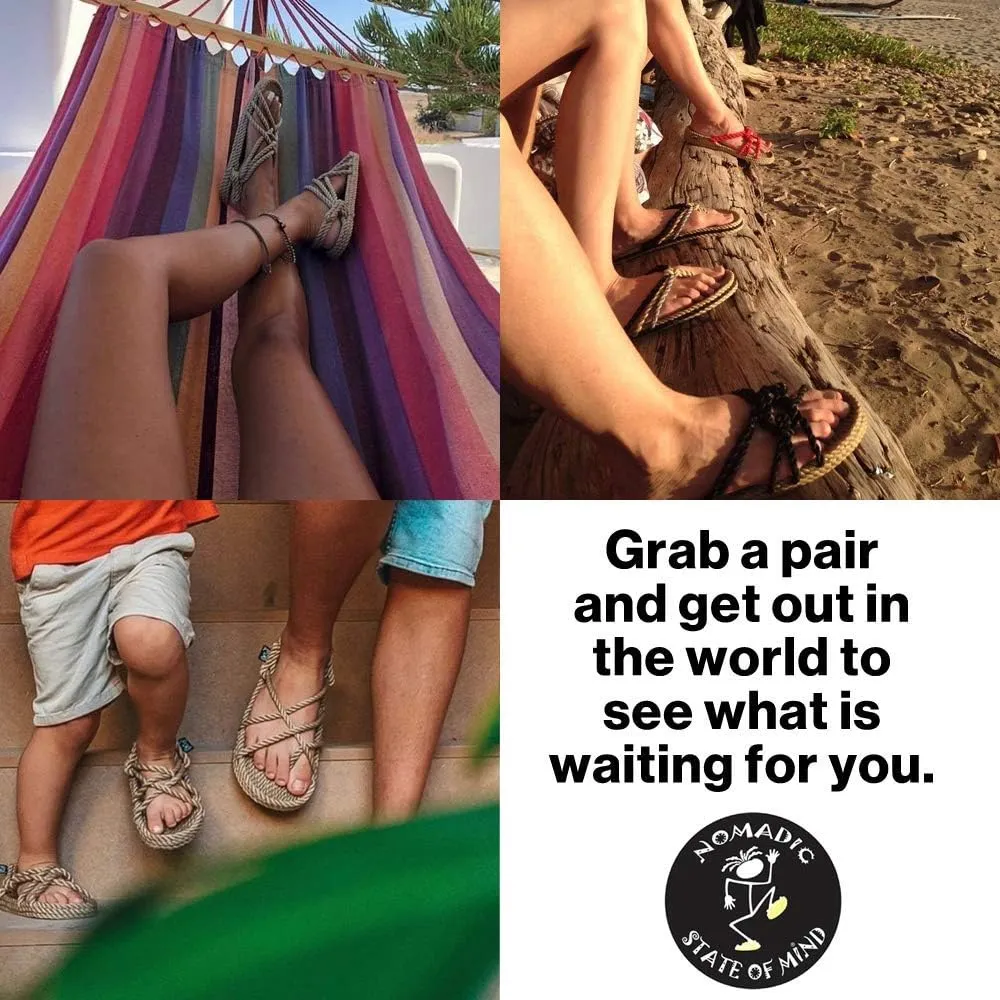 Nomadic State of Mind Lounger Sandals- Handmade Adjustable Rope Shoes  Machine Washable  Comfortable & Lightweight  Vegan Friendly  For Women & Men