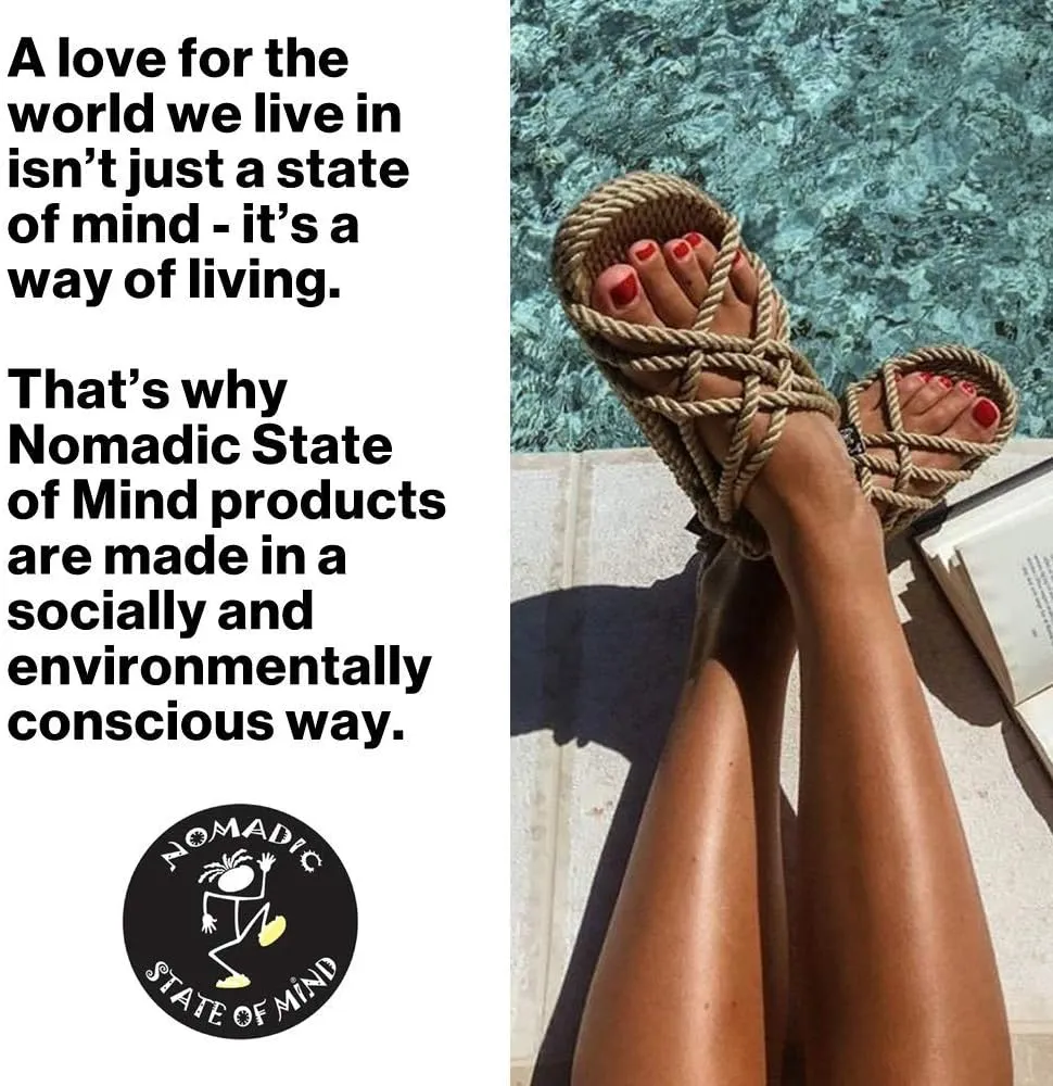 Nomadic State of Mind Lounger Sandals- Handmade Adjustable Rope Shoes  Machine Washable  Comfortable & Lightweight  Vegan Friendly  For Women & Men