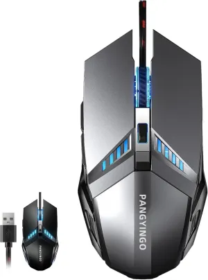 ONE-UP Wired Gaming Mouse Silent Design, Three DPI Levels, RGB Backlighting, 6 Buttons, Ergonomic Design, for Windows/Mac/Laptops, Grey