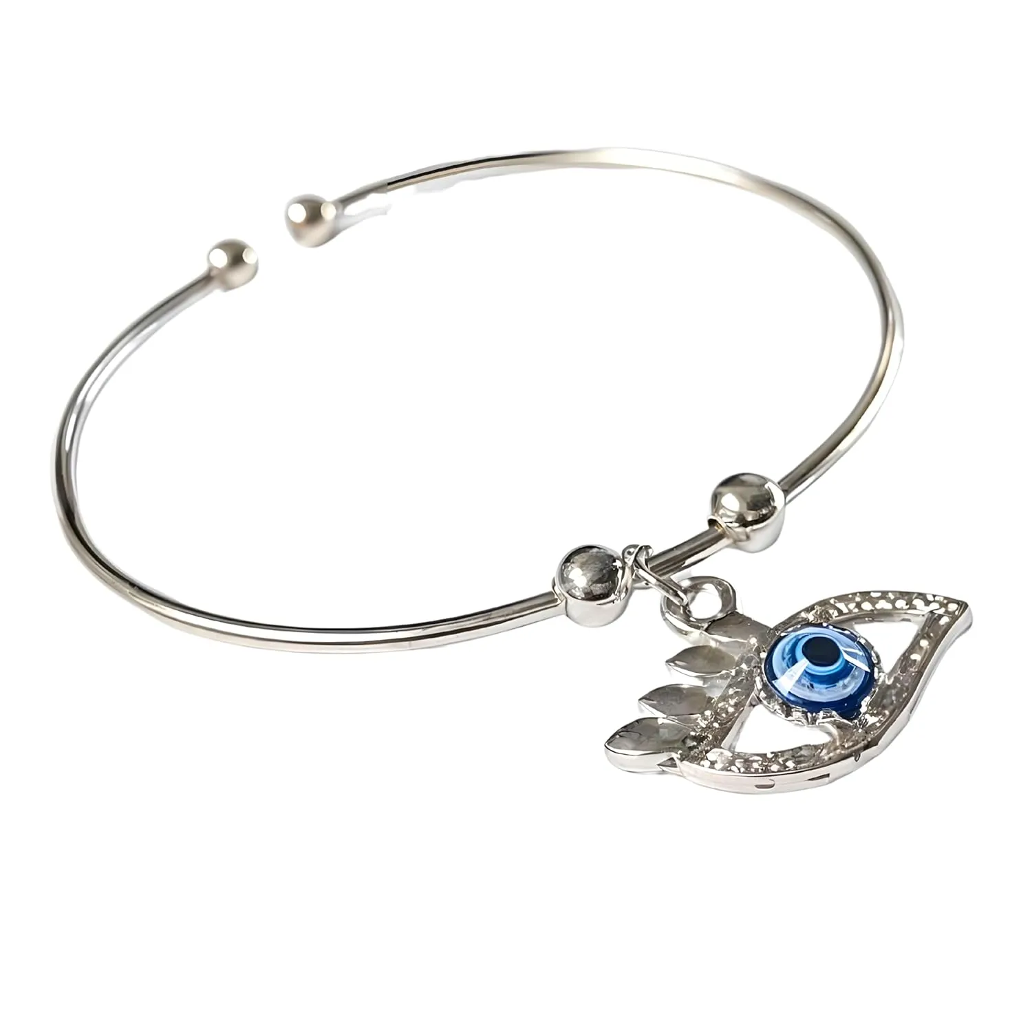 Open Bangle Charm Friendship Bracelet for Girls, Adjustable Stainless Steel Beaded Delicate Bracelet Jewelry for Women Girls (Design 12)
