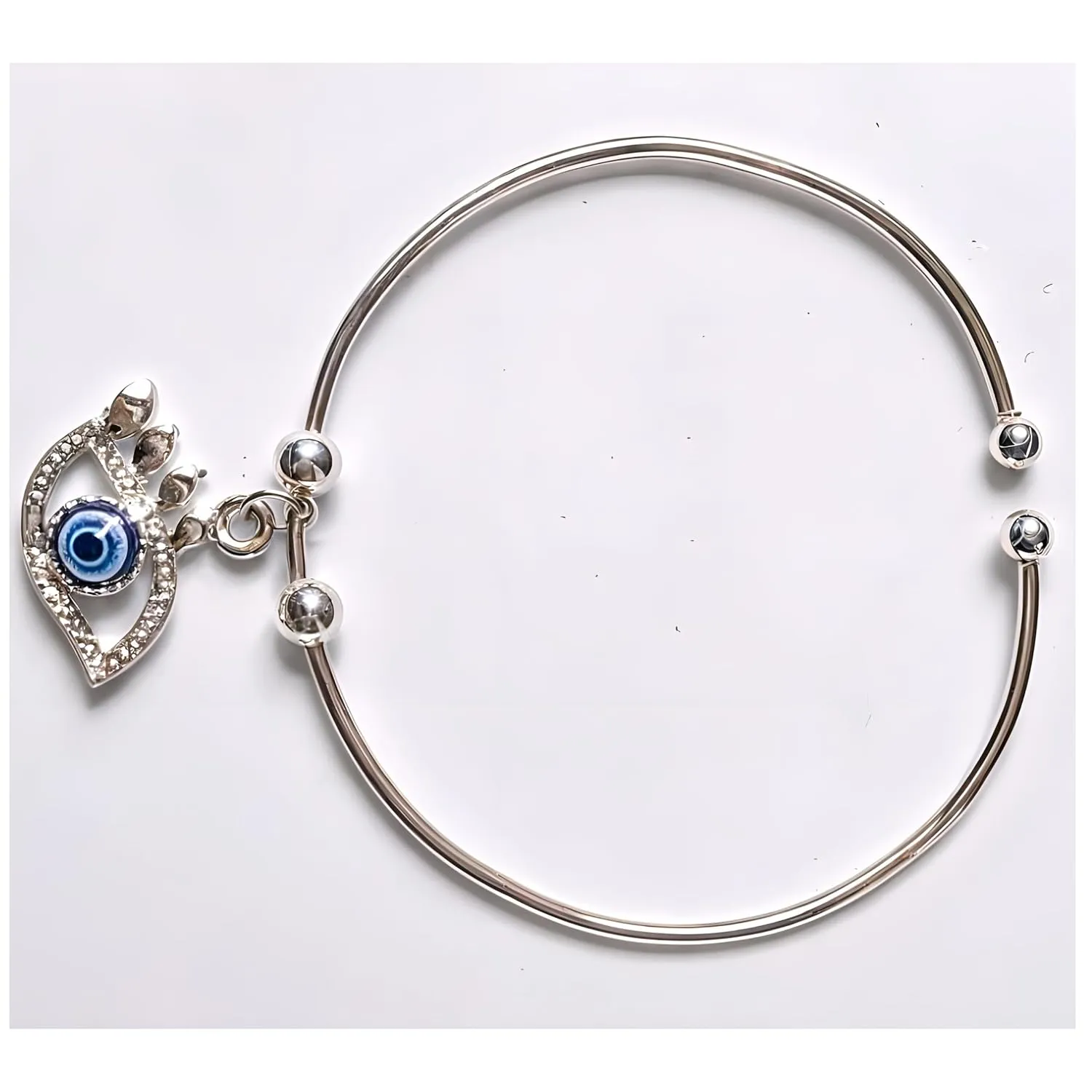 Open Bangle Charm Friendship Bracelet for Girls, Adjustable Stainless Steel Beaded Delicate Bracelet Jewelry for Women Girls (Design 12)