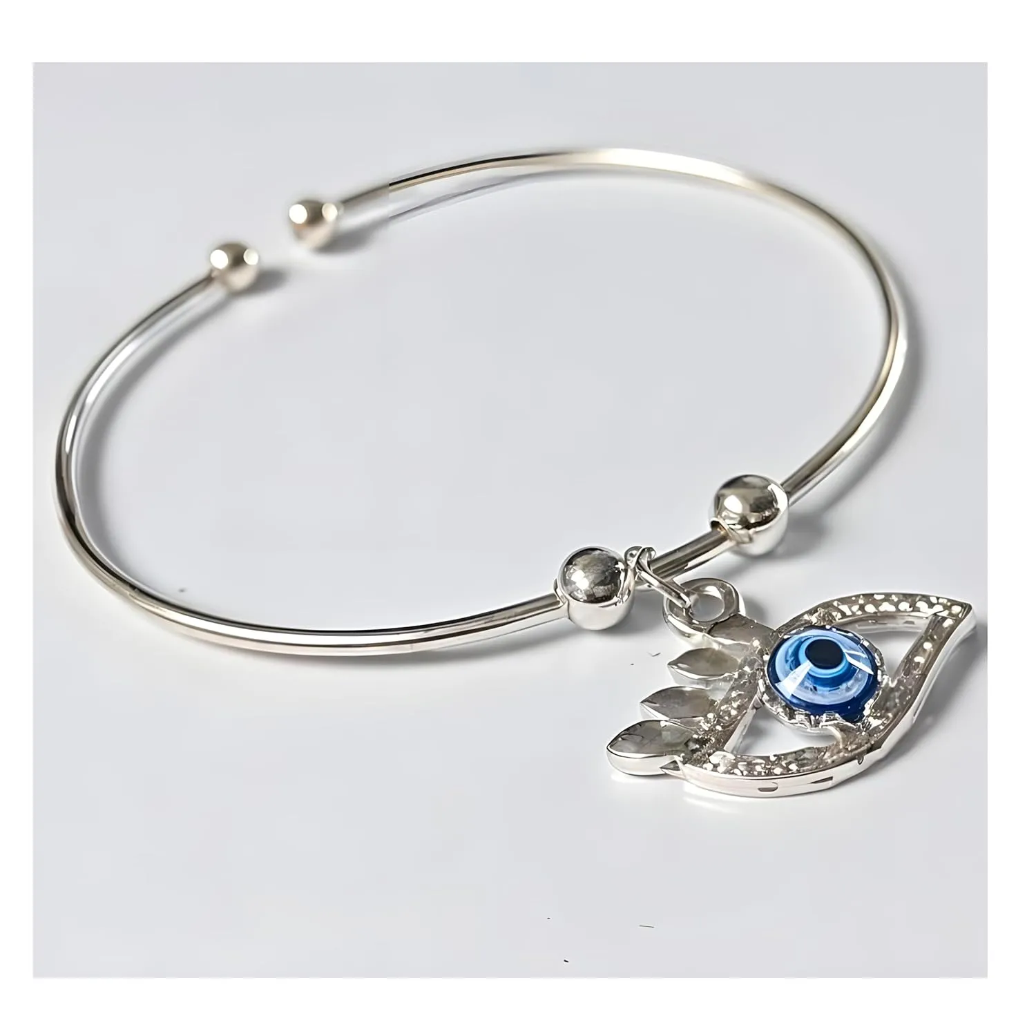 Open Bangle Charm Friendship Bracelet for Girls, Adjustable Stainless Steel Beaded Delicate Bracelet Jewelry for Women Girls (Design 12)