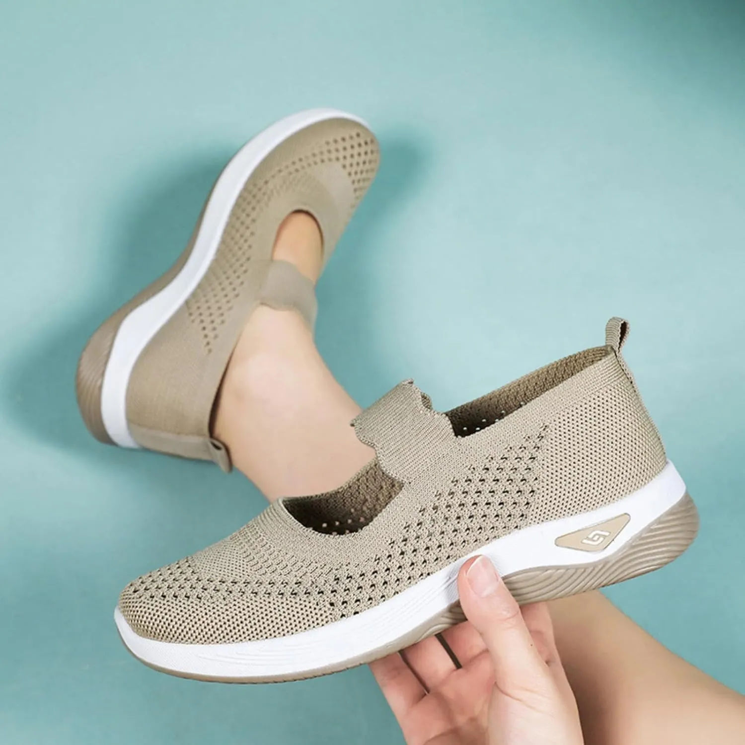 Orthopedic Shoes for Women Walking Shoes Comfortable Breathable Knit Slip On Sneakers Soft Orthopedic Slip-On Indoor Outdoor Casual Shoe Lightweight Wide Width Soft Sole Arch Support Non-Slip Shoe