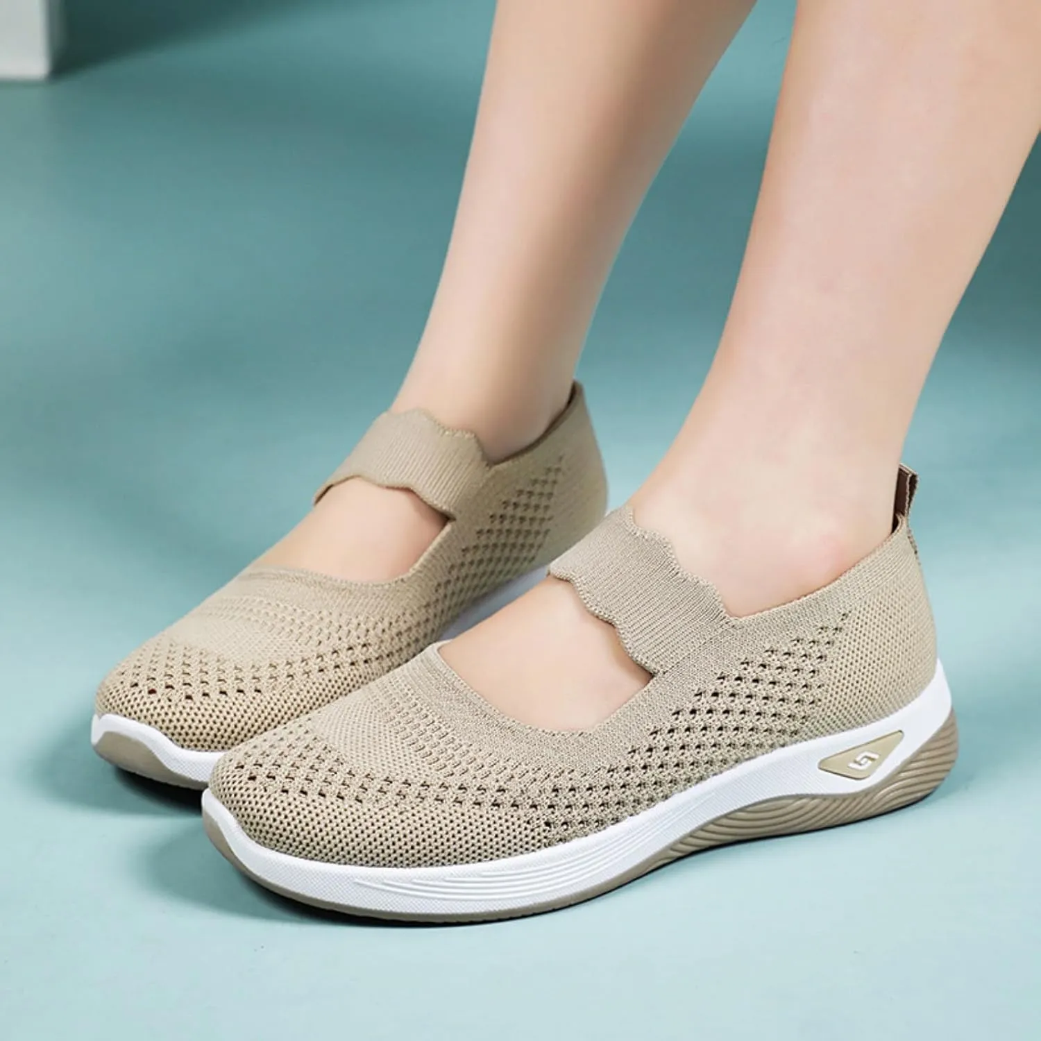 Orthopedic Shoes for Women Walking Shoes Comfortable Breathable Knit Slip On Sneakers Soft Orthopedic Slip-On Indoor Outdoor Casual Shoe Lightweight Wide Width Soft Sole Arch Support Non-Slip Shoe