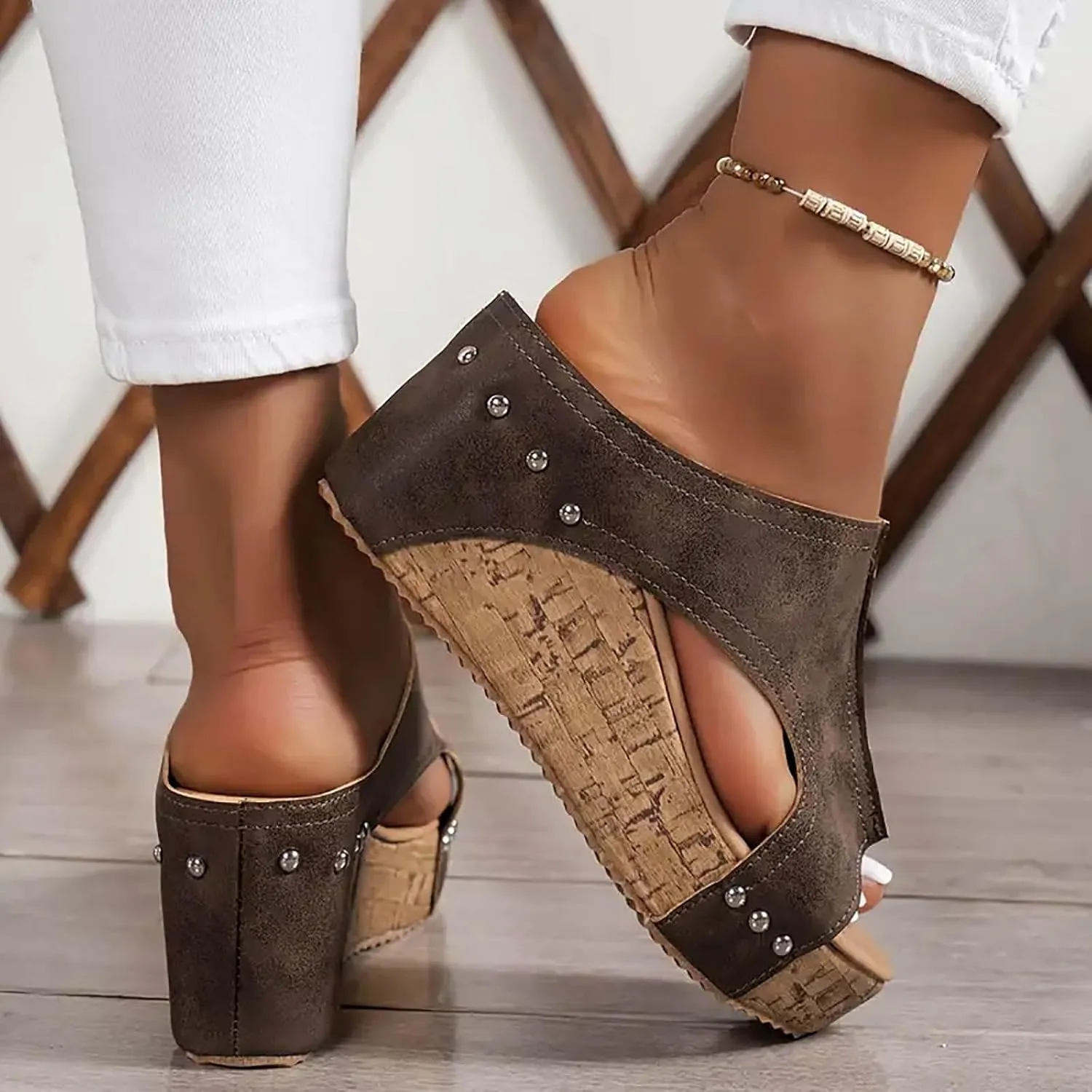Orthopedic Wedge Sandals for Women Summer Dressy 2025,Womens Open Toe Espadrilles Sandal Ankle Strap Platform Beach Boho Casual High Wedges Walking Strappy Slip on