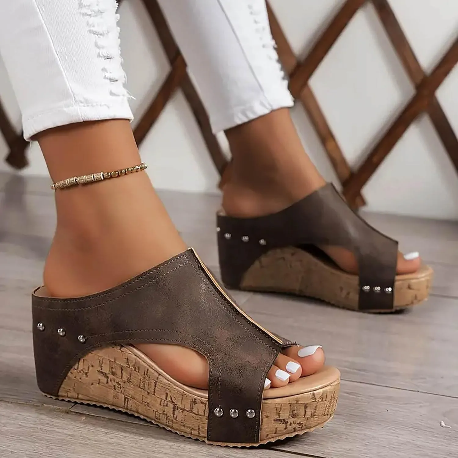 Orthopedic Wedge Sandals for Women Summer Dressy 2025,Womens Open Toe Espadrilles Sandal Ankle Strap Platform Beach Boho Casual High Wedges Walking Strappy Slip on