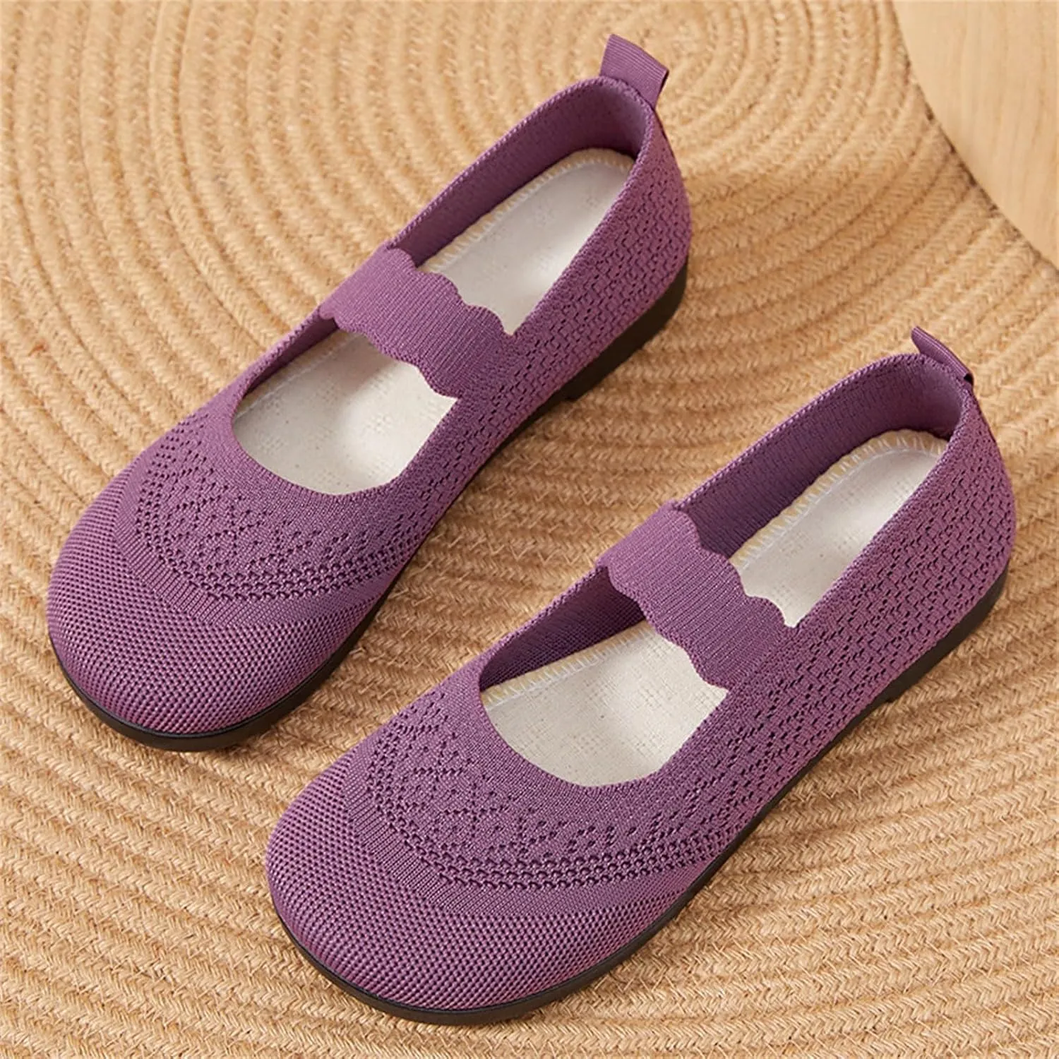 Orthowalk Shoes for Women Orthopedic Arch Support Woven Mesh Breathable Soft Sneakers Slip On Wide Width Low Heel Dress Shoes