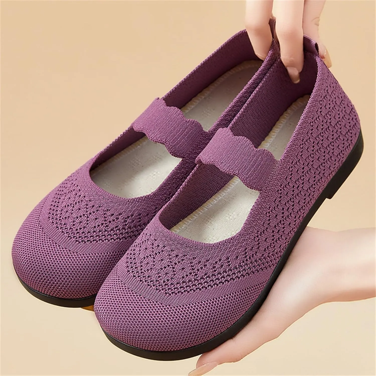 Orthowalk Shoes for Women Orthopedic Arch Support Woven Mesh Breathable Soft Sneakers Slip On Wide Width Low Heel Dress Shoes