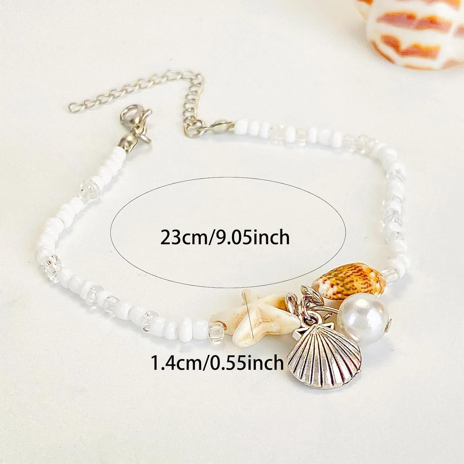 Otxas Ankle Bracelet for Women Waterproof Layered Beaded Anklet Elastic Ankle Bracelet Heart Ankle Bracelet for Women Summer Beach Foot Jewelry Stretch Ankle Bracelets