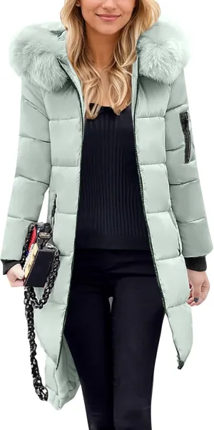 Oversized Faux Fur Hood Jackets for Women 2024 Winter Warm Parka Coats Long Quilted Jacket Thick Jacket Outerwear