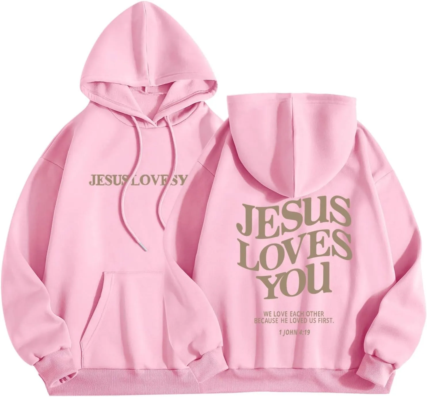 Oversized Hoodie For Women Love Like Jesus Hooded Drawstring Sweatshirts Loose Letter Print Long Sleeve Pullover Hoodie Tops