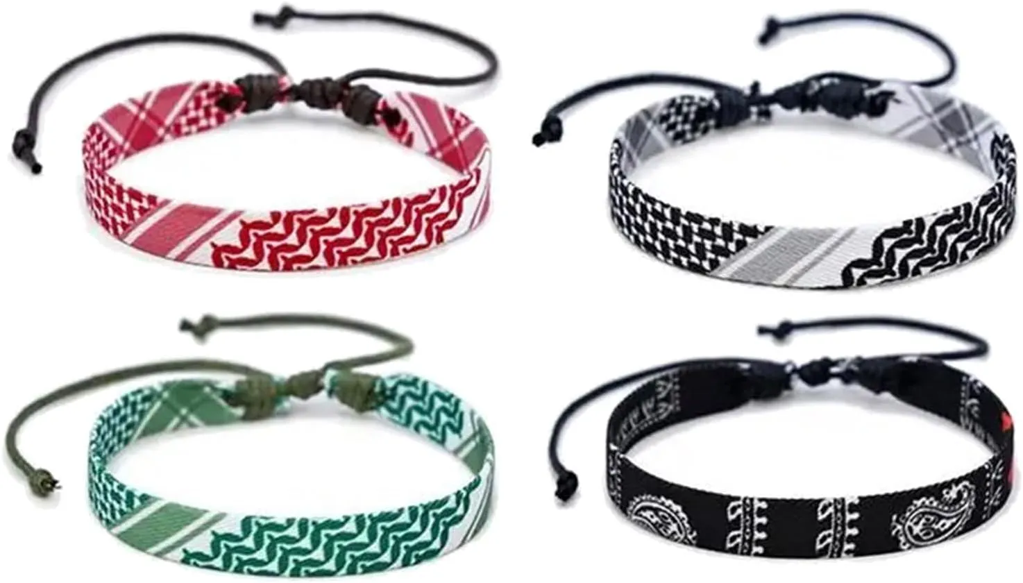 Pack Of 4 Delicate Arabian Designed Woven Trendy Arabian Woven Bracelets With Adjustable Size For All Wrists