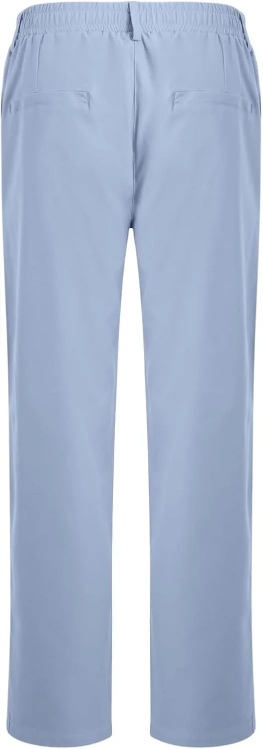 Pants for Men Casual Lightweight Relaxed Fit Chino Pant with Pocket Button Elastic Waistband Baggy Business Trousers
