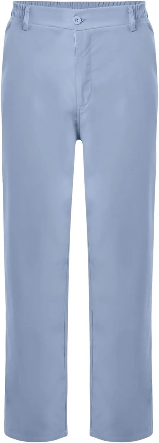 Pants for Men Casual Lightweight Relaxed Fit Chino Pant with Pocket Button Elastic Waistband Baggy Business Trousers