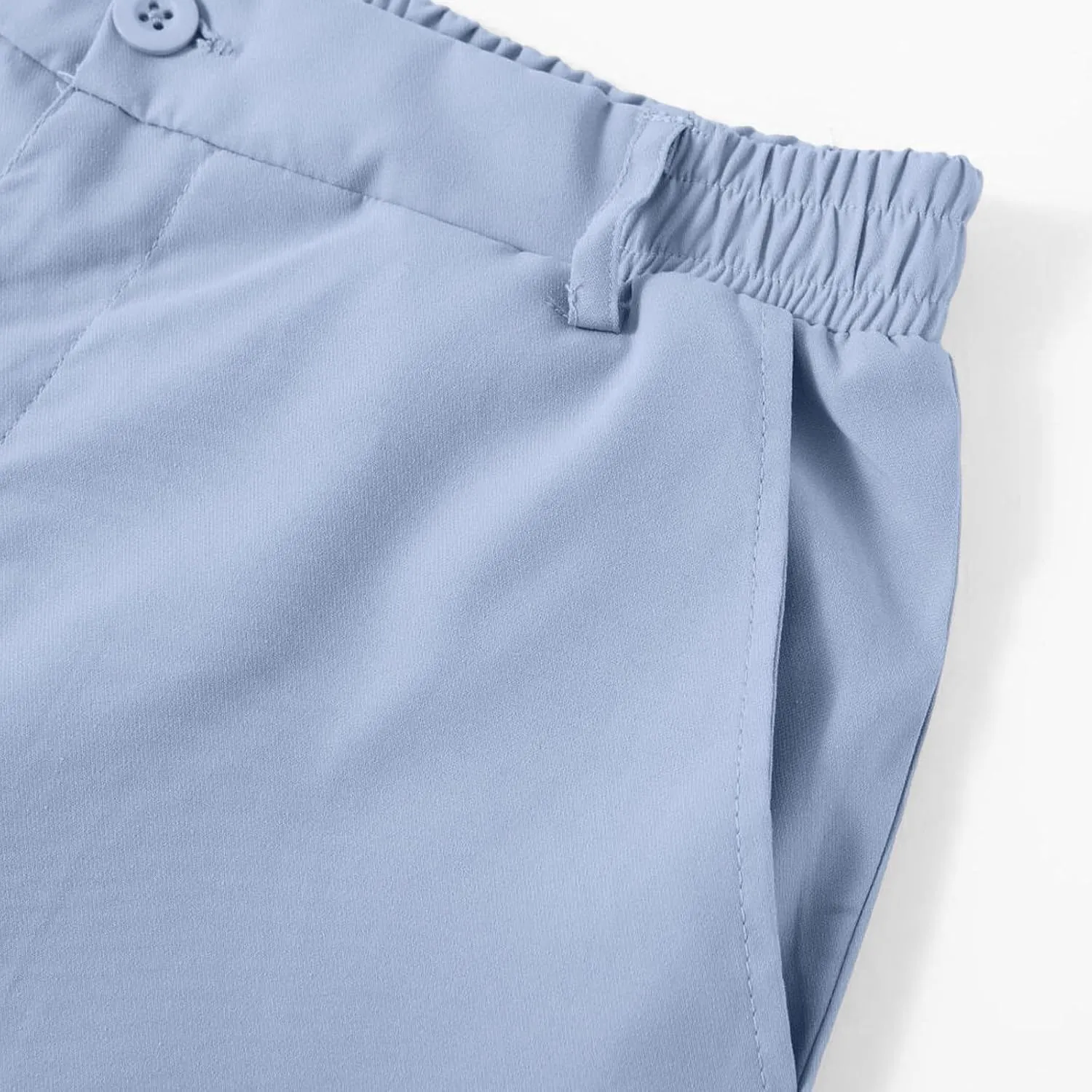 Pants for Men Casual Lightweight Relaxed Fit Chino Pant with Pocket Button Elastic Waistband Baggy Business Trousers