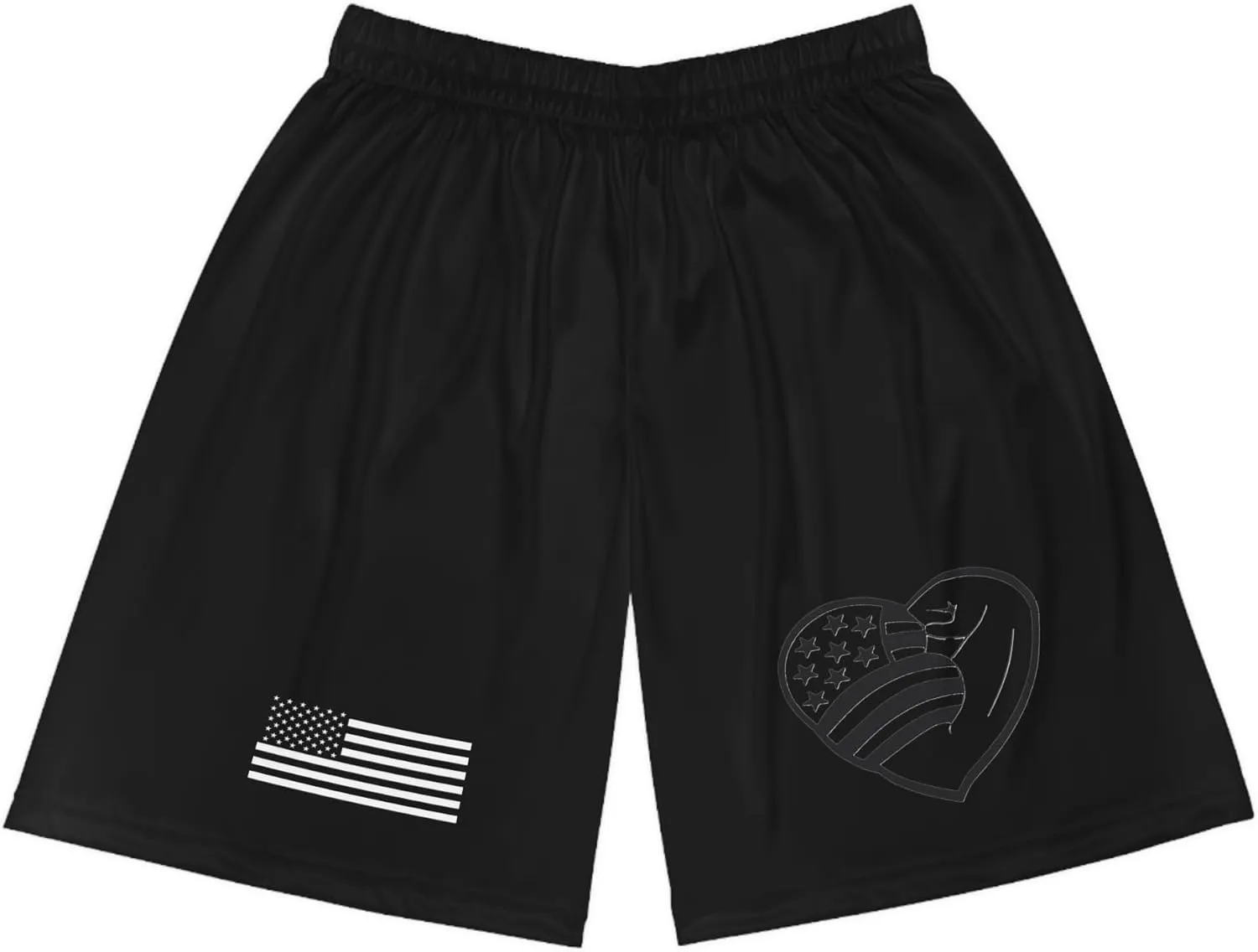 Patriotic Heart Basketball Shorts | USA Flag Design | Perfect for Sports and Summer Wear