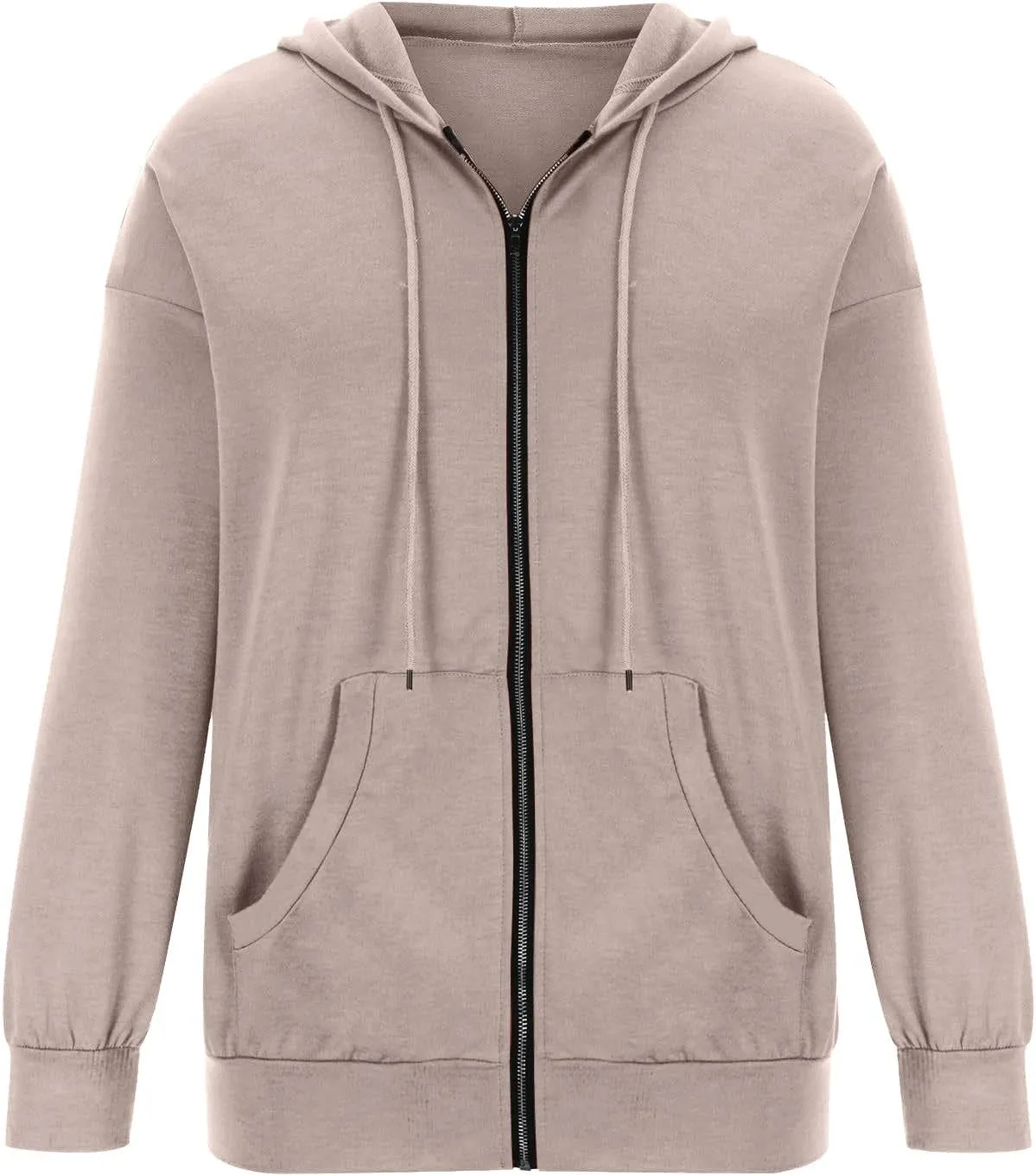 PETYCZEN Zip Up Hoodies for Women Casual Long Sleeve Oversized Sweatshirt Drawstring Cute Teen Girls Jackets Fall Y2K Clothes
