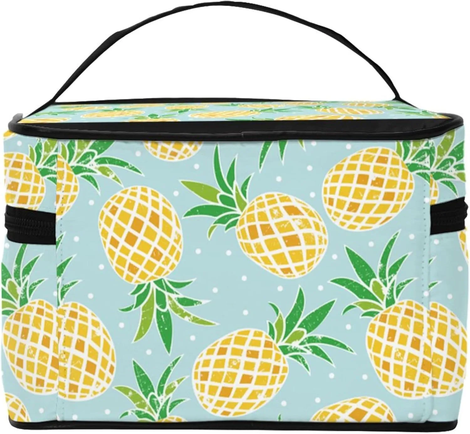 Pineapples Travel Makeup Bag for Women Large Cosmetic Bags Portable Makeup Organizer Bag Vacation Toiletry Bag Girls Makeup Storage Case