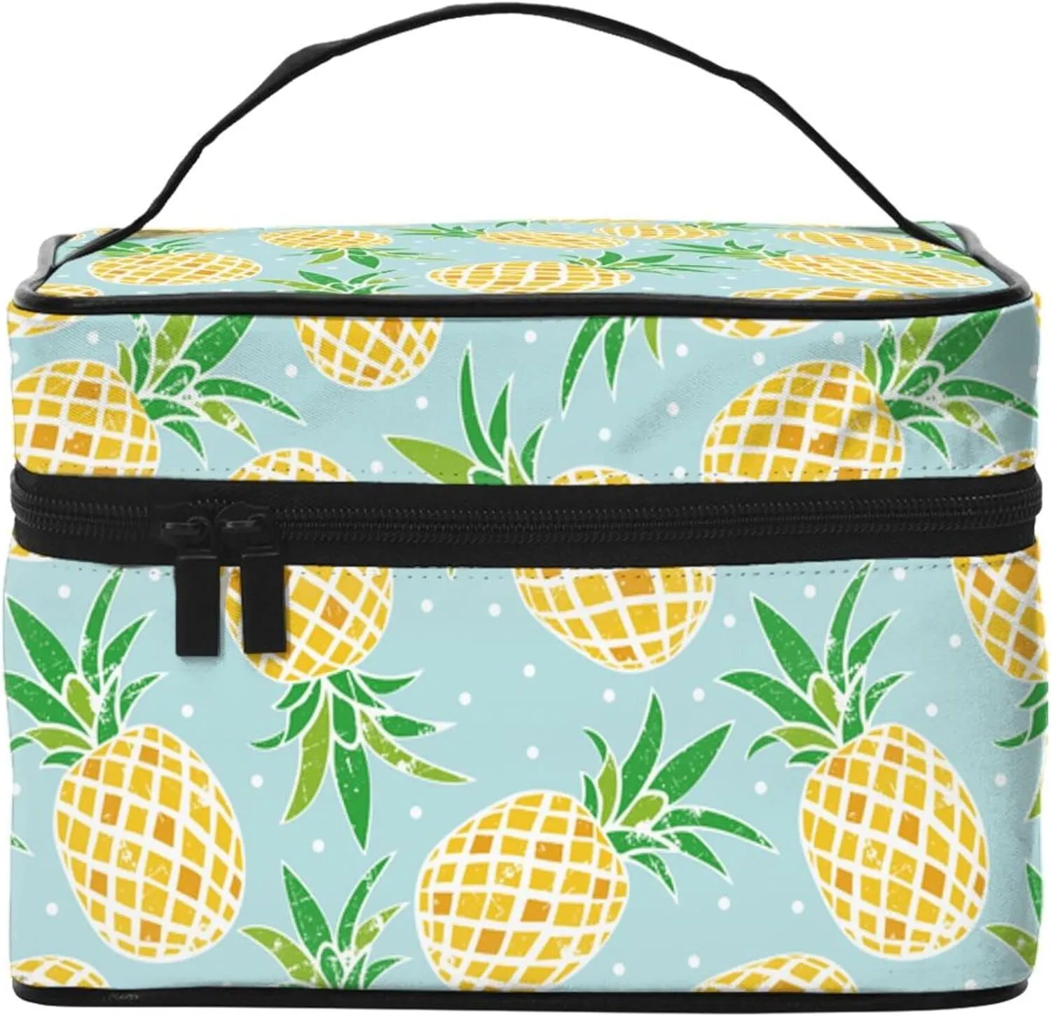 Pineapples Travel Makeup Bag for Women Large Cosmetic Bags Portable Makeup Organizer Bag Vacation Toiletry Bag Girls Makeup Storage Case