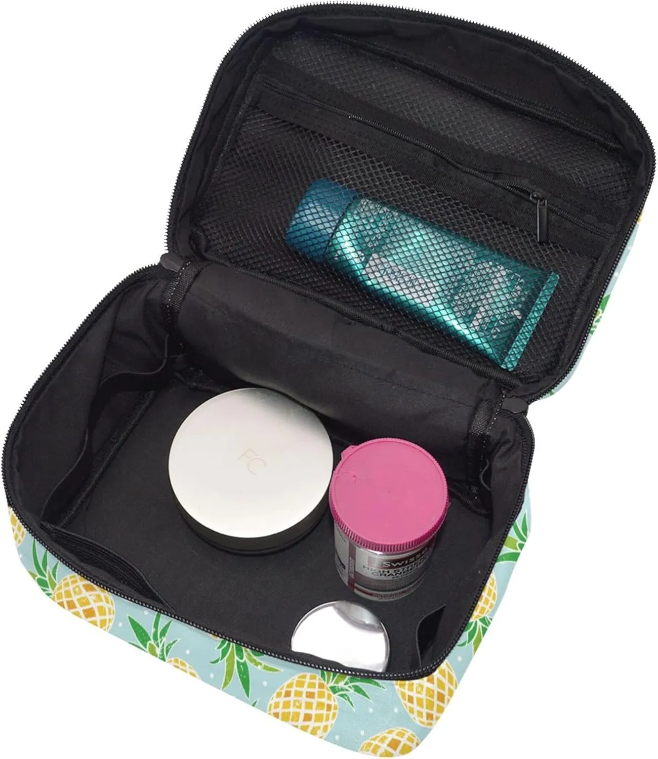 Pineapples Travel Makeup Bag for Women Large Cosmetic Bags Portable Makeup Organizer Bag Vacation Toiletry Bag Girls Makeup Storage Case