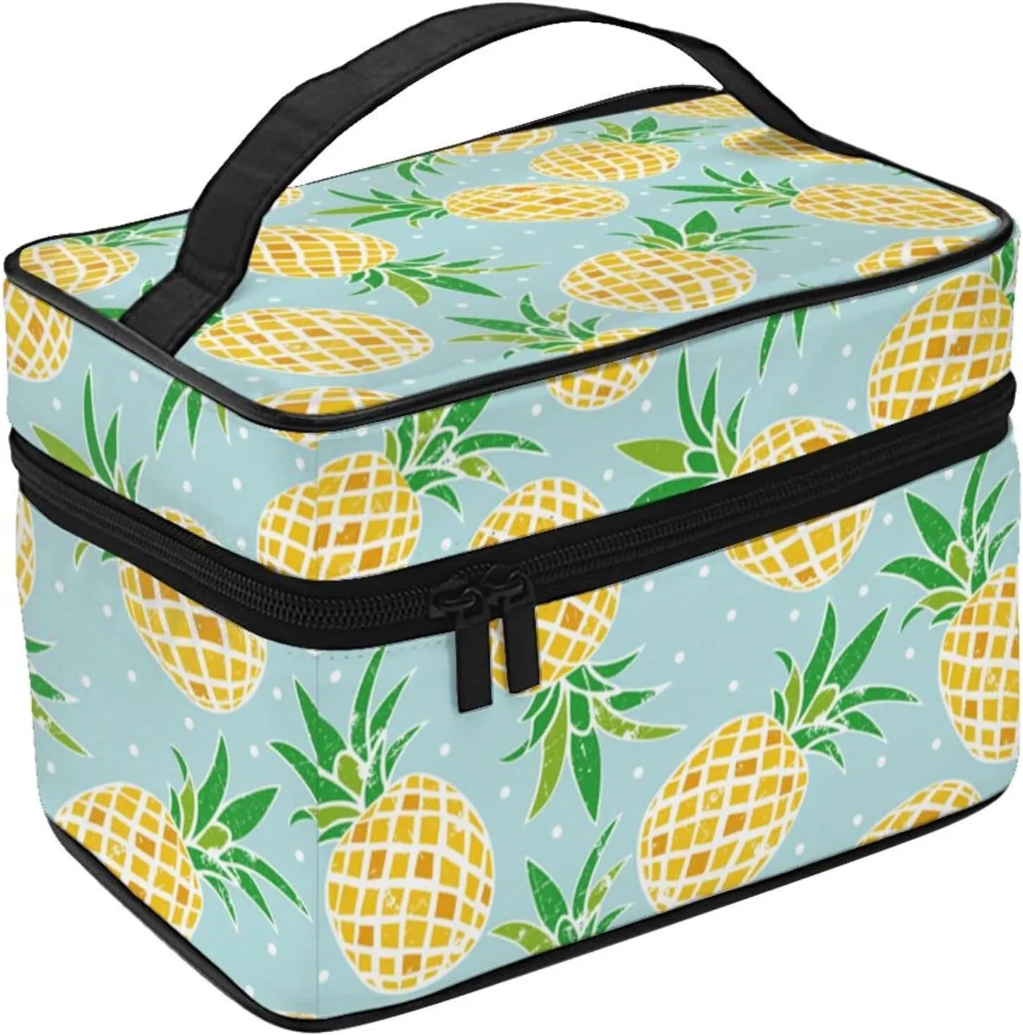 Pineapples Travel Makeup Bag for Women Large Cosmetic Bags Portable Makeup Organizer Bag Vacation Toiletry Bag Girls Makeup Storage Case