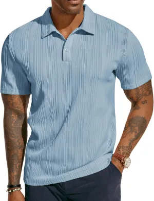 PJ PAUL JONES Mens Textured Knit Polo Shirts Regular Fit Stretchy Golf Shirts