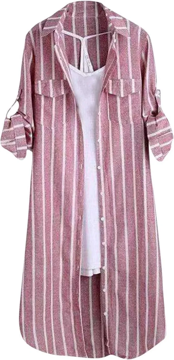 Plaid Shirts for Women-Long Sleeve Work Shirts Open Front Cardigan Fall Outfits for Women 2024 Oversized Cardigan