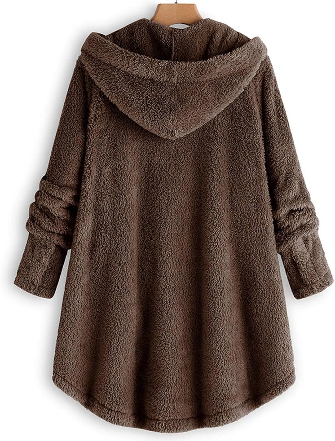 Plus Size Shearling Jacket For Women Plus Size Casual Loose Soft Sherpa Pullover Hoodie Button Down Hooded Pajama Tops