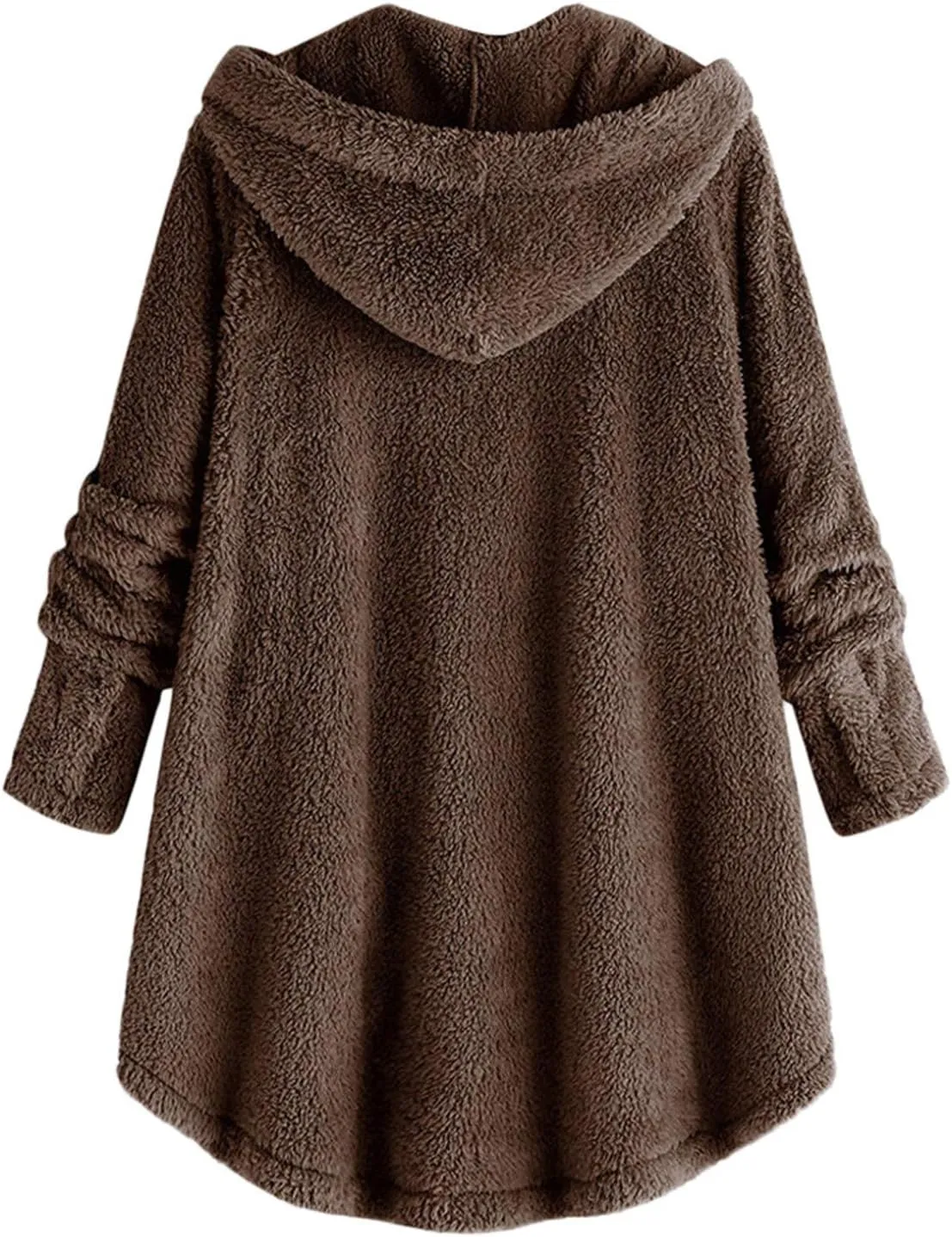 Plus Size Shearling Jacket For Women Plus Size Casual Loose Soft Sherpa Pullover Hoodie Button Down Hooded Pajama Tops
