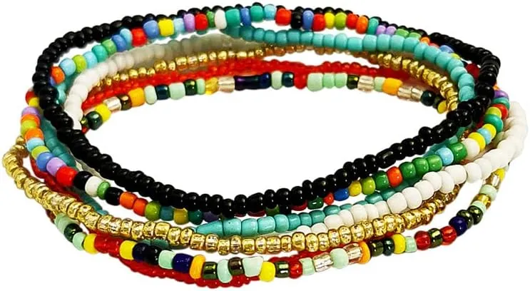 Pride Beaded Anklets for Women - Boho Handmade Multicolor Elastic Lgbt Beaded Ankle Bracelets Friendship String Bracelet Rainbow Beach Ankle Foot Jewelry