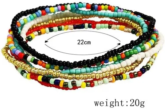 Pride Beaded Anklets for Women - Boho Handmade Multicolor Elastic Lgbt Beaded Ankle Bracelets Friendship String Bracelet Rainbow Beach Ankle Foot Jewelry