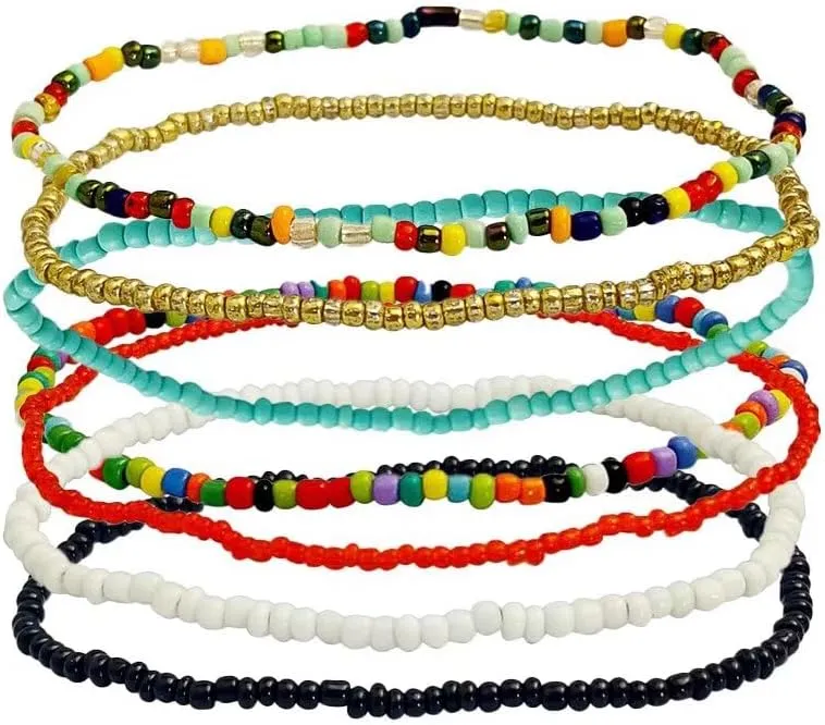 Pride Beaded Anklets for Women - Boho Handmade Multicolor Elastic Lgbt Beaded Ankle Bracelets Friendship String Bracelet Rainbow Beach Ankle Foot Jewelry