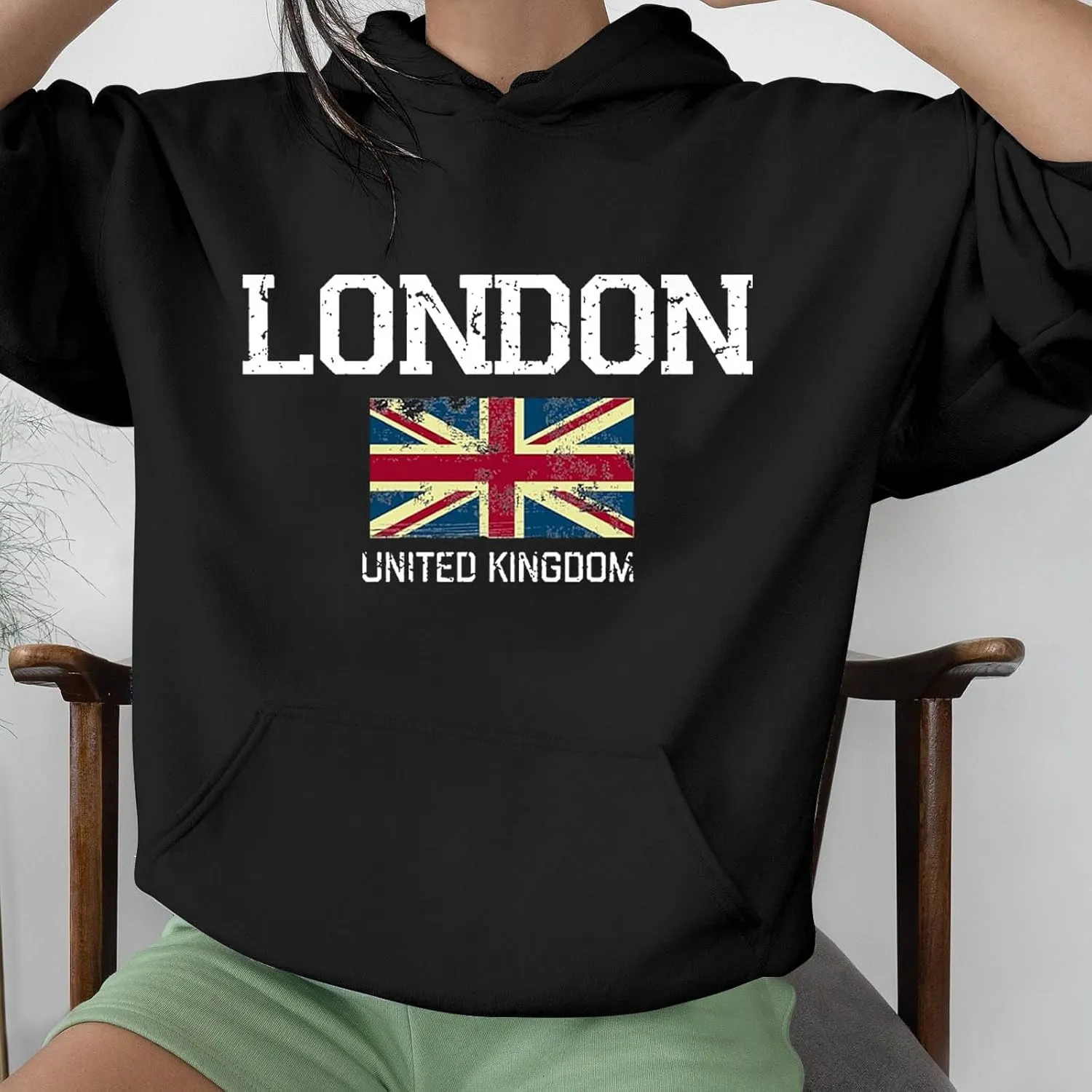 Printed Hoodies for Women Hoodie London Monogram Oversize Sweatshirt Long Sleeve Trendy Versatile Hood Neck Shirts
