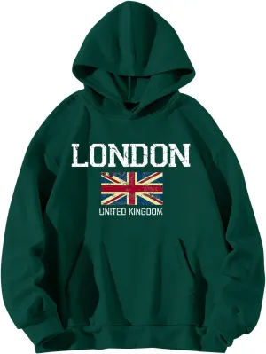 Printed Hoodies for Women Hoodie London Monogram Oversize Sweatshirt Long Sleeve Trendy Versatile Hood Neck Shirts
