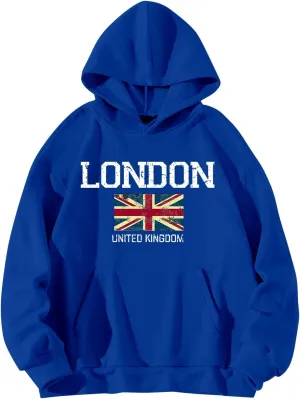 Printed Hoodies for Women Hoodie London Monogram Oversize Sweatshirt Long Sleeve Trendy Versatile Hood Neck Shirts