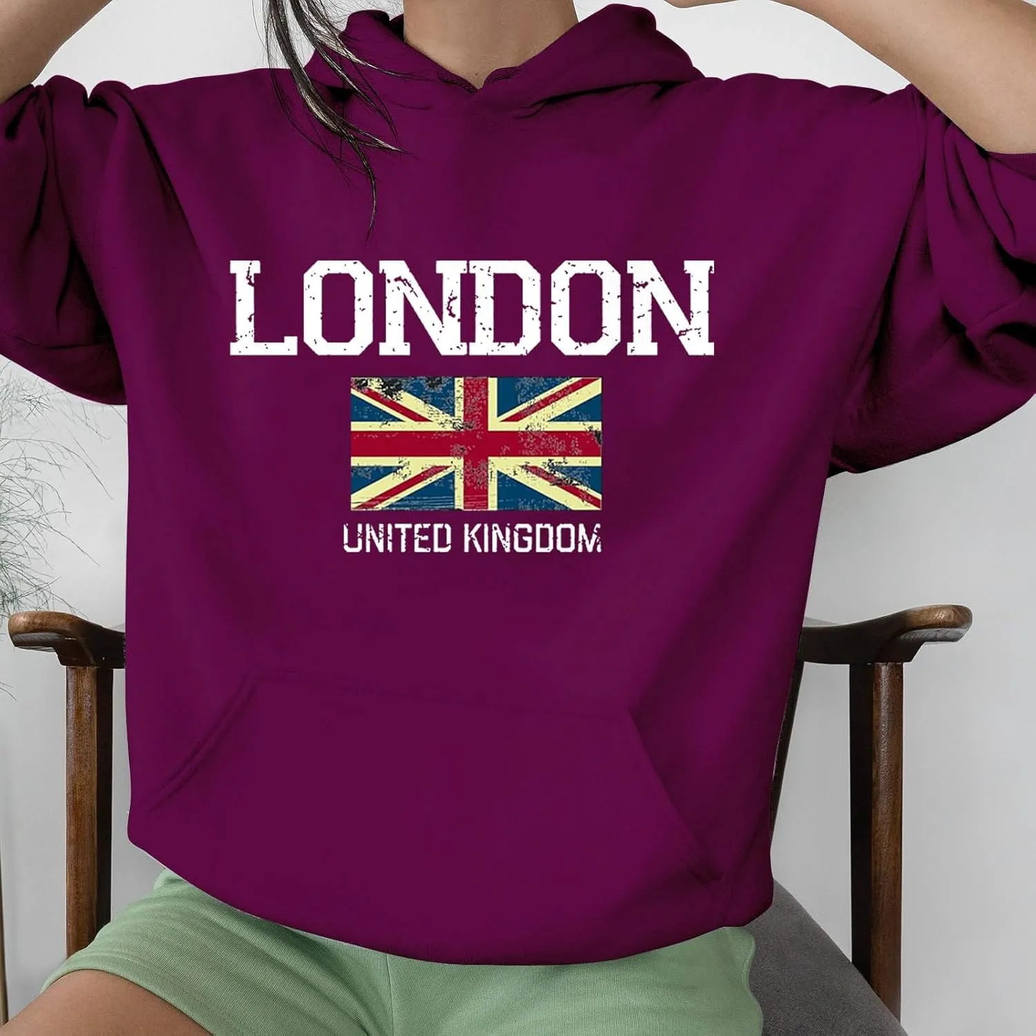 Printed Hoodies for Women Hoodie London Monogram Oversize Sweatshirt Long Sleeve Trendy Versatile Hood Neck Shirts