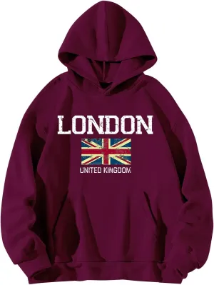 Printed Hoodies for Women Hoodie London Monogram Oversize Sweatshirt Long Sleeve Trendy Versatile Hood Neck Shirts