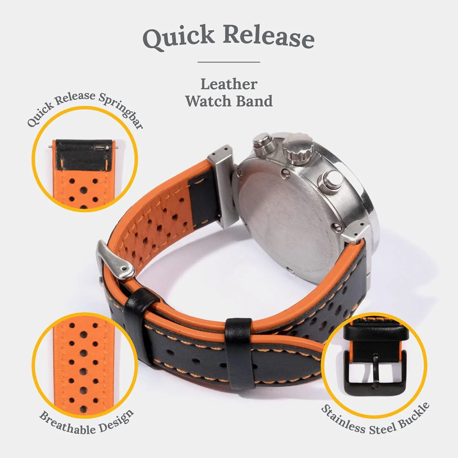 Quick Release Leather Watch Band,Watch Band for Men and Women,Watch Strap 20mm or 22mm,Genuine Leather Watch Strap,Breathable Sports Watch Strap for Thanksgiving Day,Christmas Gifts