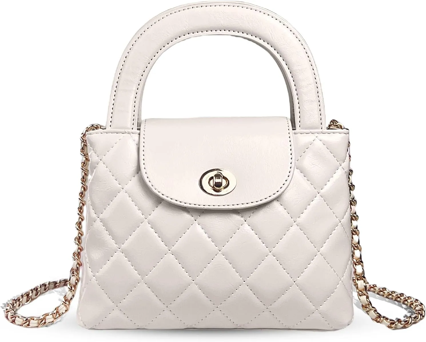 Quilted Crossbody Tote Bags for Women Small Top Handle Purse Trendy Designer Handbag Satchel Tote Shoulder Bag