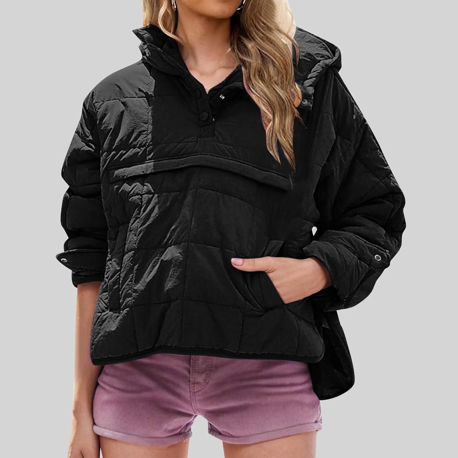 Quilted Puffer Jackets for Women Winter Coats Lightweight Warm Down Jacket Oversized Overcoats with Pockets