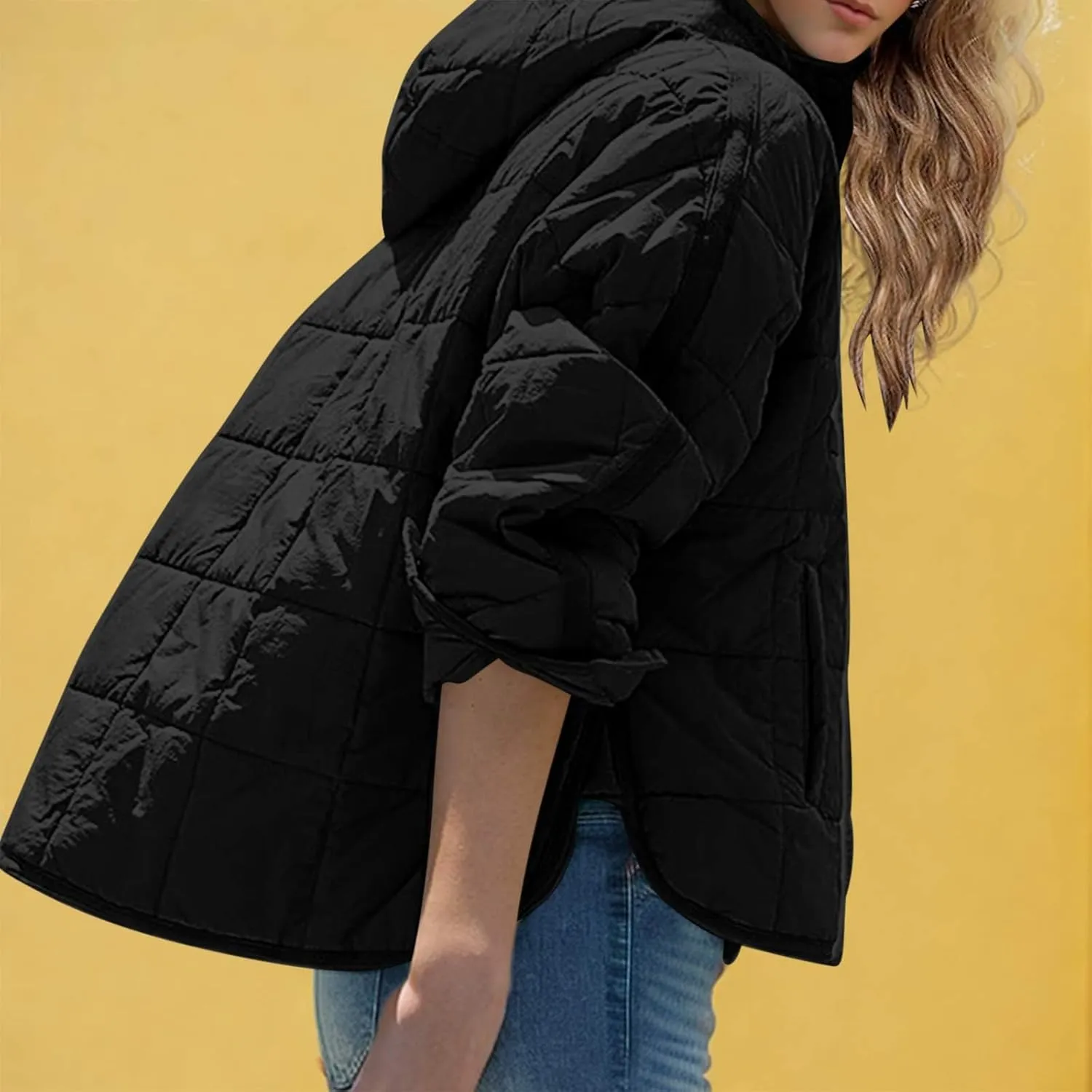 Quilted Puffer Jackets for Women Winter Coats Lightweight Warm Down Jacket Oversized Overcoats with Pockets