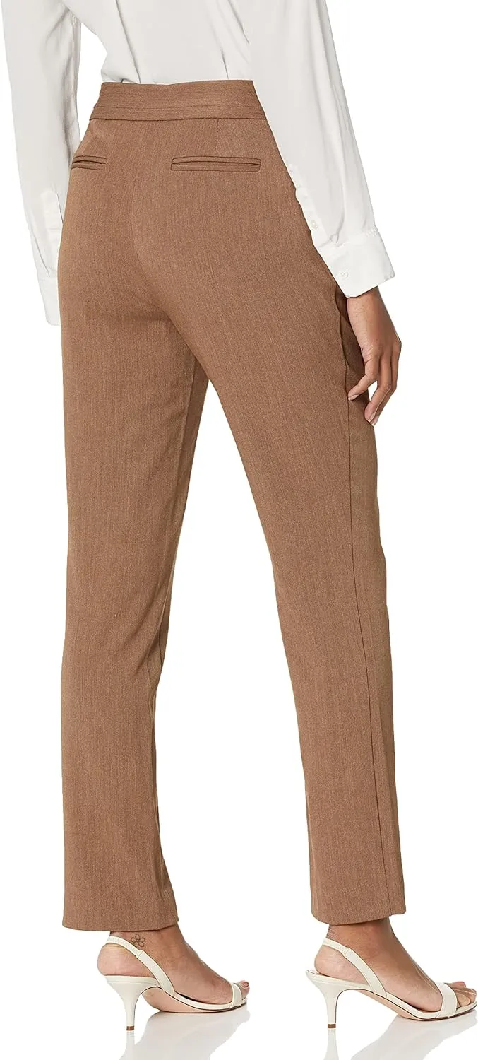 Rafaella Women's Curvy Gabardine Slim Leg Stretch Dress Pant, 30 Inch Inseam, Pull-on, with Pockets (Petite Size 4-14)