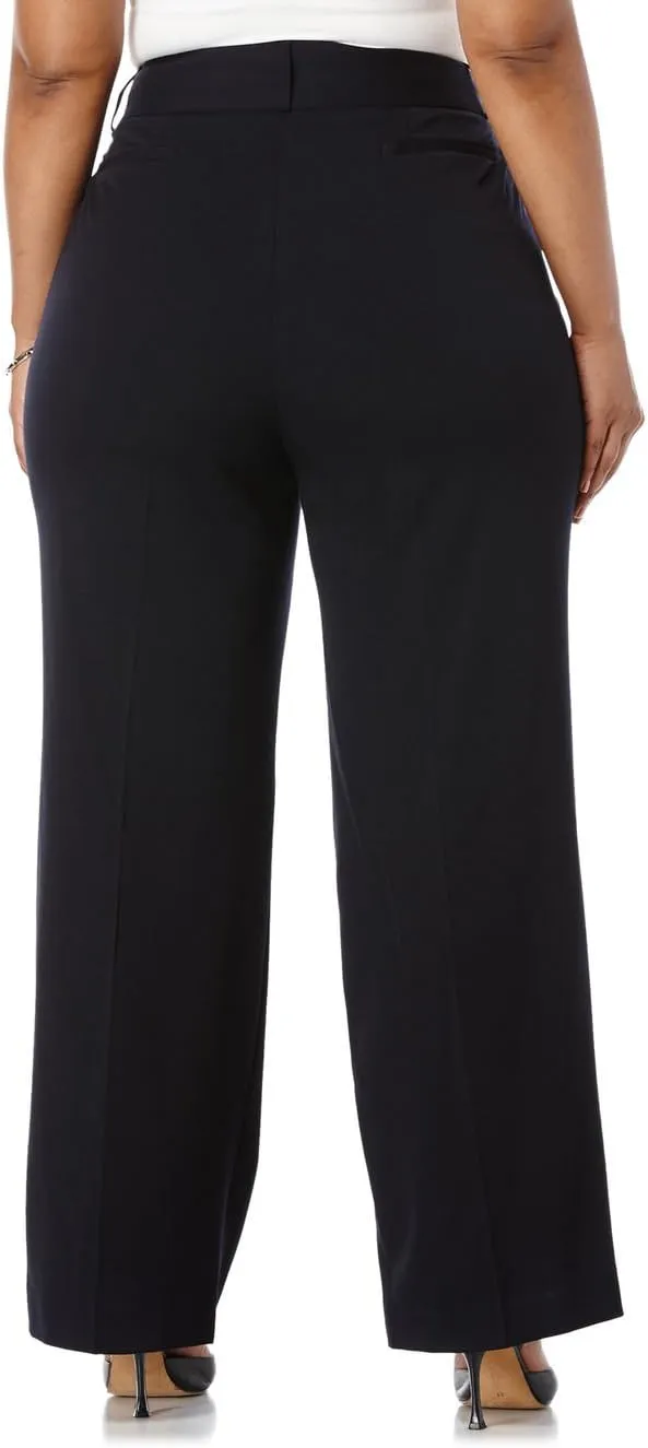Rafaella Women's Plus Size Curvy Fit Gabardine Bootcut Dress Pants with Pockets, Soft Stretch Work Slacks, 31 & 32" Inseam