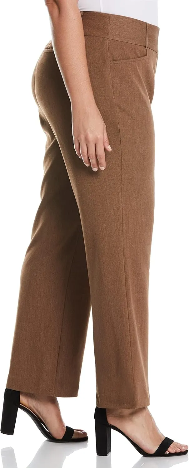 Rafaella Women's Plus Size Curvy Fit Gabardine Bootcut Dress Pants with Pockets, Soft Stretch Work Slacks, 31 & 32" Inseam
