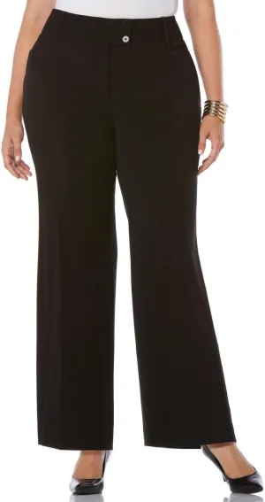 Rafaella Women's Plus Size Curvy Fit Gabardine Bootcut Dress Pants with Pockets, Soft Stretch Work Slacks, 31 & 32" Inseam