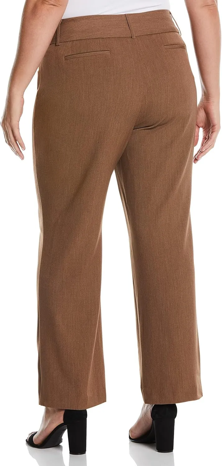 Rafaella Women's Plus Size Curvy Fit Gabardine Bootcut Dress Pants with Pockets, Soft Stretch Work Slacks, 31 & 32" Inseam